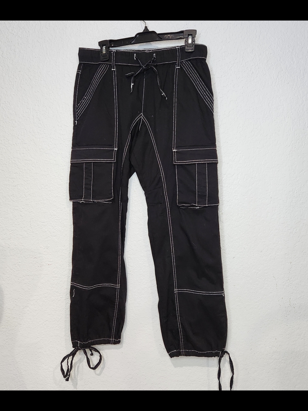 VIP Black Cargo Pants with Contrast Stitching